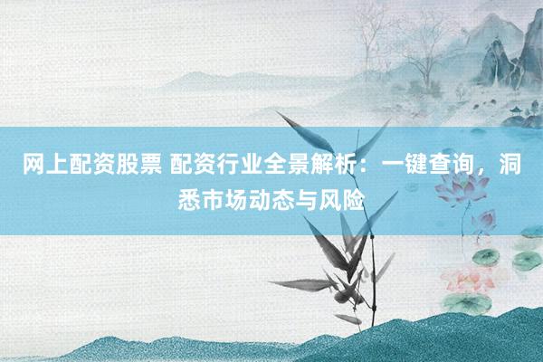 网上配资股票 配资行业全景解析：一键查询，洞悉市场动态与风险