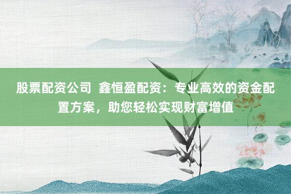 股票配资公司  鑫恒盈配资：专业高效的资金配置方案，助您轻松实现财富增值