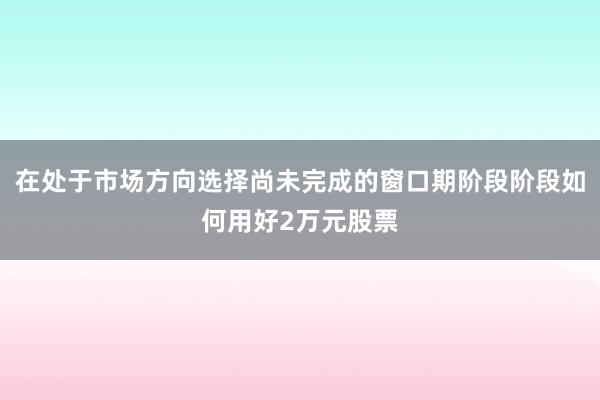 在处于市场方向选择尚未完成的窗口期阶段阶段如何用好2万元股票