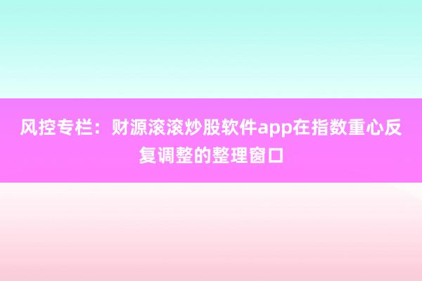 风控专栏：财源滚滚炒股软件app在指数重心反复调整的整理窗口