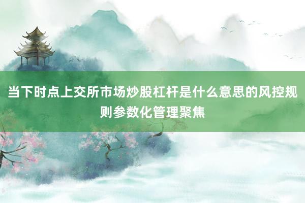 当下时点上交所市场炒股杠杆是什么意思的风控规则参数化管理聚焦