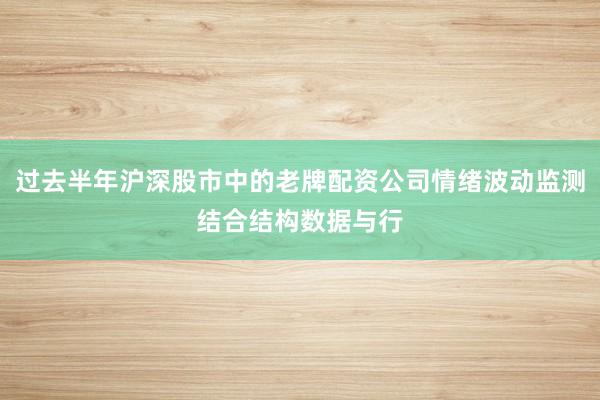 过去半年沪深股市中的老牌配资公司情绪波动监测结合结构数据与行
