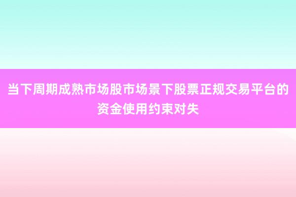 当下周期成熟市场股市场景下股票正规交易平台的资金使用约束对失