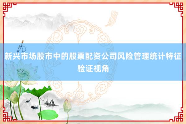 新兴市场股市中的股票配资公司风险管理统计特征验证视角