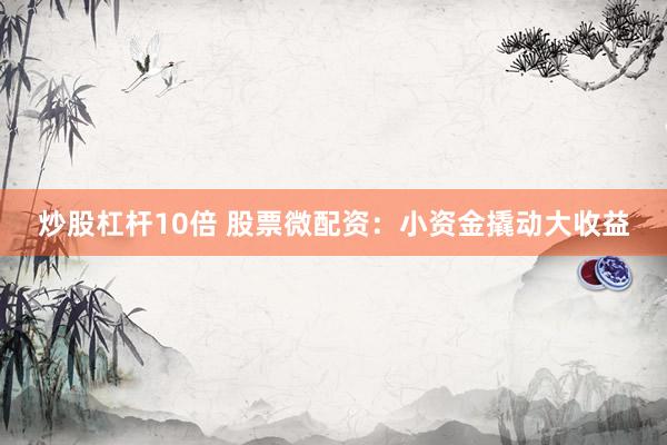 炒股杠杆10倍 股票微配资：小资金撬动大收益